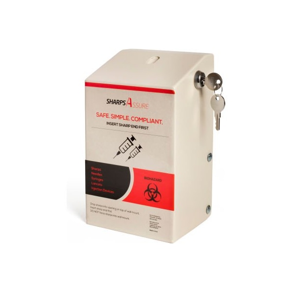 Post Medical Wall Mount Enclosure with Lock and Key, For 1 Qt. WD Series Sharps Containers - 110-S