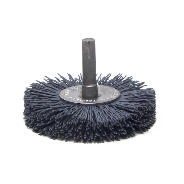 Brush Research Manufacturing BMC30AY180SC 3" Mandrel Mounted Wheel, 180 Grit Silicon Carbide, .250" Shank Dia., .812" Trim - BMC30AY180SC