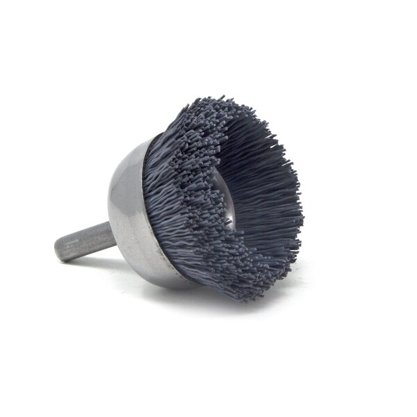 Brush Research Manufacturing BNH16AY320SC 1.750" Small Dia. Cup Brush, 320 Grit Silicon Carbide, .250" Shank Dia., .500" Trim - BNH16AY320SC