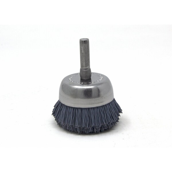 Brush Research Manufacturing BNH16AY320SC 1.750" Small Dia. Cup Brush, 320 Grit Silicon Carbide, .250" Shank Dia., .500" Trim - BNH16AY320SC