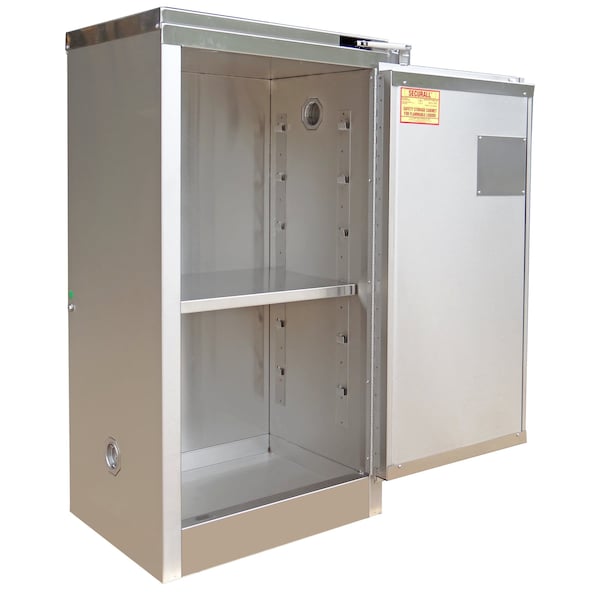 Securall Stainless Steel Flammable Storage, 16 gal, 1 Shelves, Stainless Steel, 24 in W x 46 in H x 18 in D - A310-SS