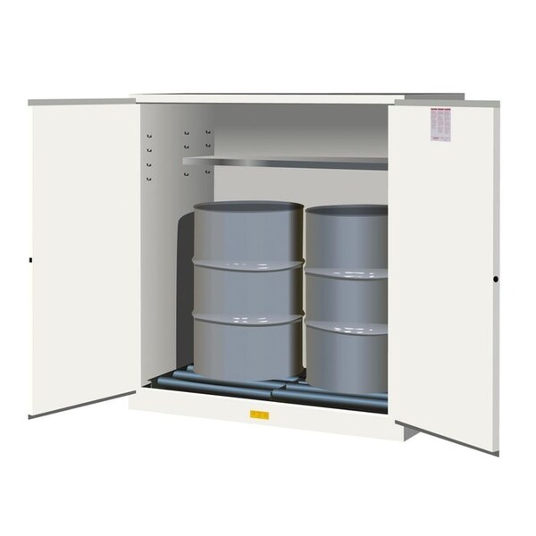 Justrite 110 gal, 1 Shelves, 18-Gauge Steel, 59 in W x 65 in H x 34 in D, white - 899165