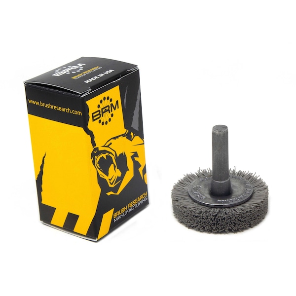 Brush Research Manufacturing BMC14AY500SC 1.5" Mandrel Mounted Wheel, 500 Grit Silicon Carbide, .250" Shank Dia., .250" Trim - BMC14AY500SC