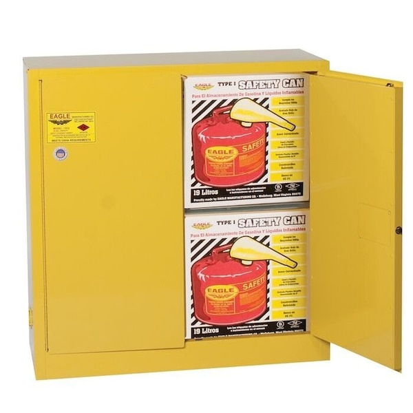 Justrite 30 gal, 1 Shelves, 18-Gauge Steel, 43 in W x 44 in H x Yellow - 1932X2SC