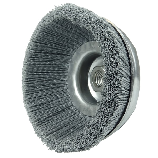 Weiler 6" Nylox Cup Brush .040/120SC Crimped Fill 5/8"-11 UNC Nut - 14516