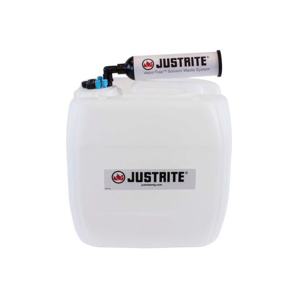 Justrite Justrite VaporTrap UN/DOT Carboy W/ Filter Kit, HDPE, 13.5-Liter, 8 Ports - 12844