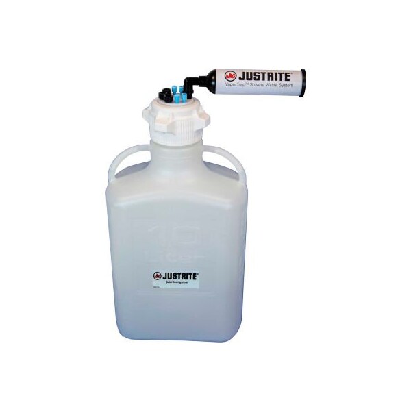 Justrite Justrite 12812 VaporTrap Carboy With Filter Kit, HDPE, 13.5-Liter, 7 Ports - 12812