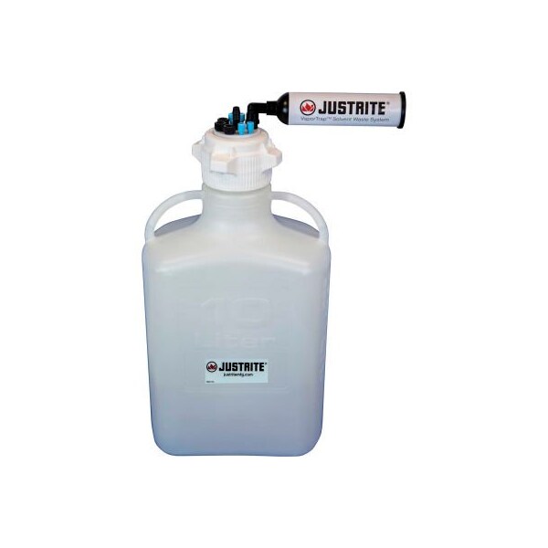 Justrite Justrite 12822 VaporTrap Carboy With Filter, HDPE, 13.5-Liter, 8 Ports - 12822
