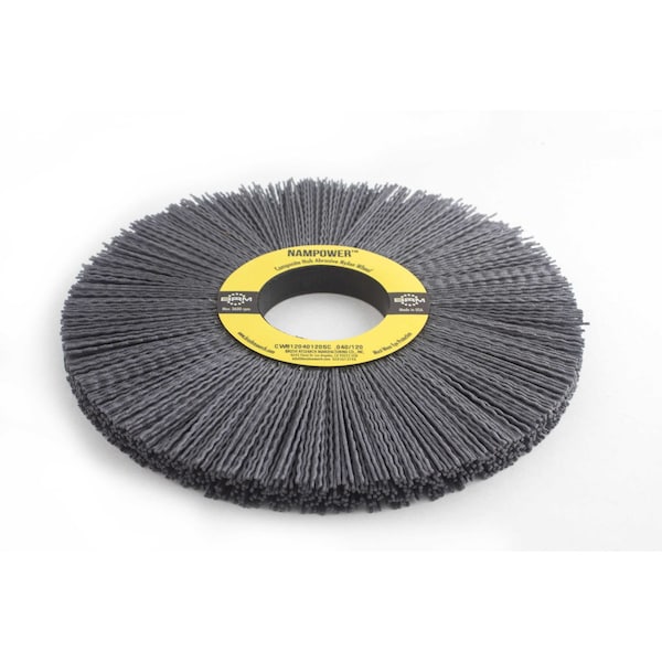 Nampower Brush CW812040120SC NAMPOWER Abrasive Wheel Brush, 8" Diameter, 120SC, 2" Arbor Hole, 2.5" Trim Length - CW812040120SC