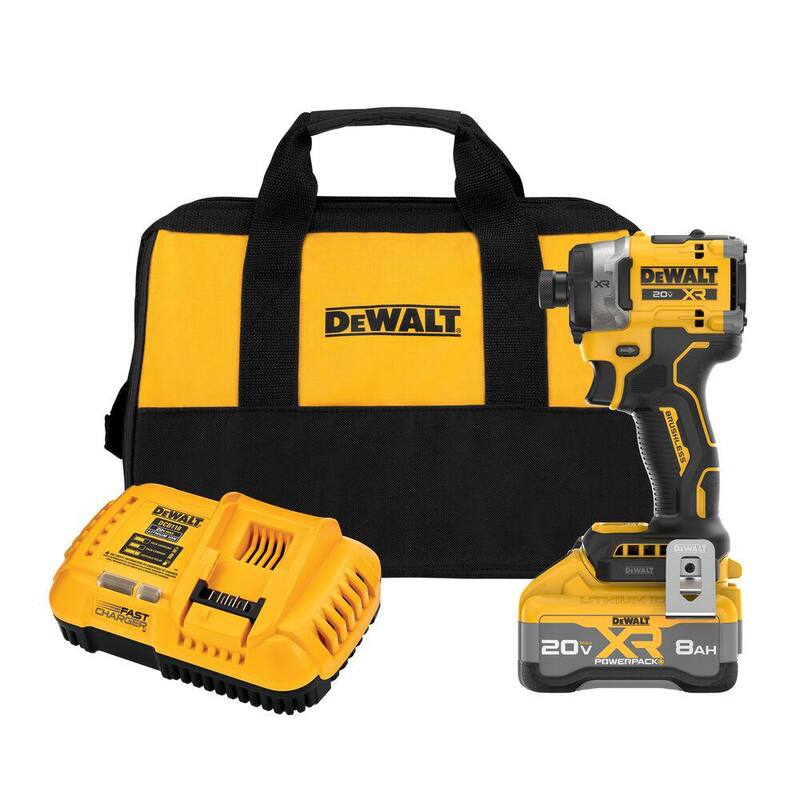 Juego de taladro de impacto inalámbrico DEWALT 20V MAX de 1/4 de pulgada con batería de 8 Ah y cargador - DCF860WW1