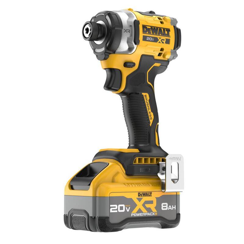 Juego de taladro de impacto inalámbrico DEWALT 20V MAX de 1/4 de pulgada con batería de 8 Ah y cargador - DCF860WW1