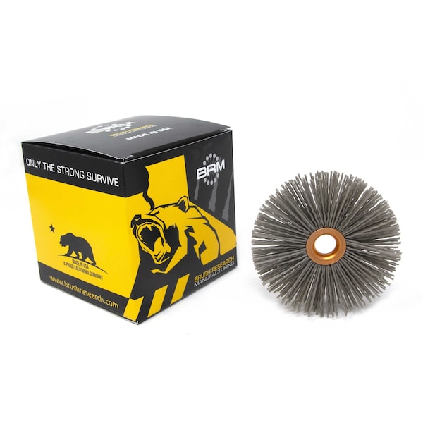 Brush Research Manufacturing CY4180AO Abrasive Nylon Copper Center Wheel, 4" Dia., 180AO, .500" Arbor Hole, 1.437" Trim - CY4180AO