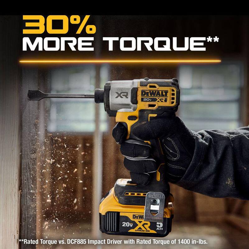 Juego de Impact Driver inalámbrico sin escobillas de 1/4 de pulgada y 3 velocidades DEWALT 20-Volt Maximum XR con batería de 5.0 Ah, cargador y bolsa - DCF845P1