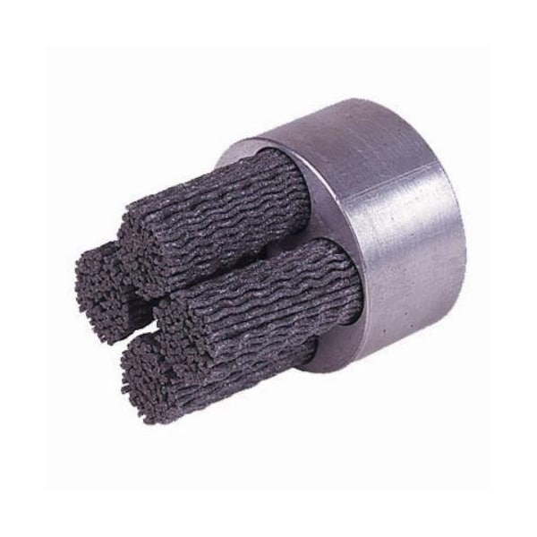 Nylox Disc Brush, Crimped Miniature Round Straight Tufted, 1-3/4 in Brush Dia, 5/8 in Center Hole, 0.04 in - 85750