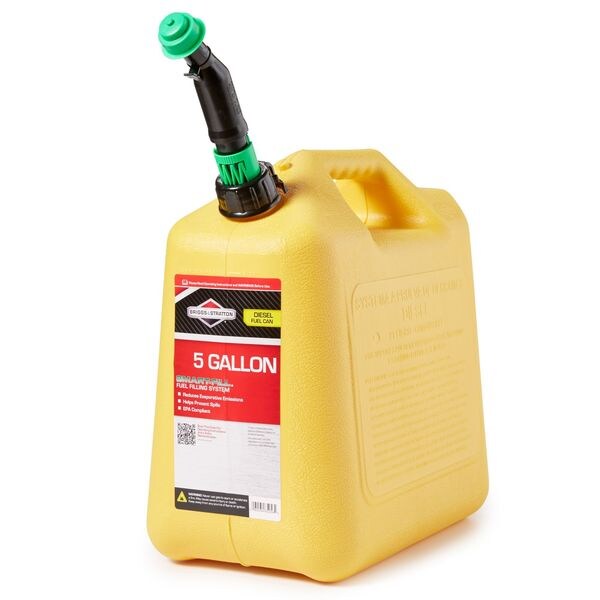Briggs & Stratton Safety Can, Polyethylene, 5 gal, Yellow, Diesel - 85056G
