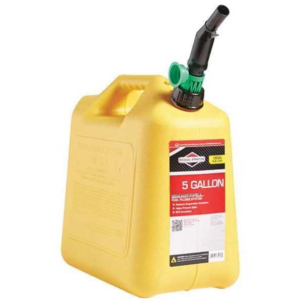 Briggs & Stratton Safety Can, Polyethylene, 5 gal, Yellow, Diesel - 85056G