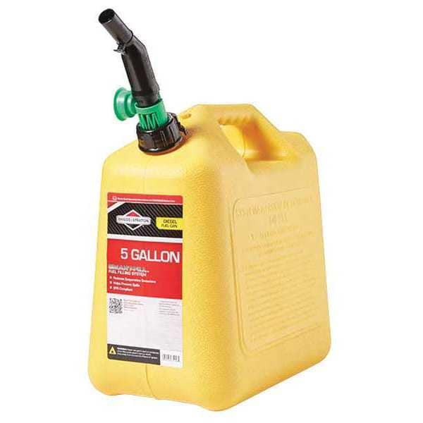 Briggs & Stratton Safety Can, Polyethylene, 5 gal, Yellow, Diesel - 85056G