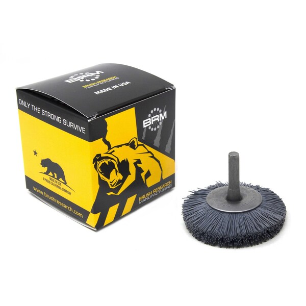 Brush Research Manufacturing BMF20AY320SC 2" Mandrel Mounted Wheel, 320 Grit Silicon Carbide, .250" Shank Dia., .500" Trim - BMF20AY320SC