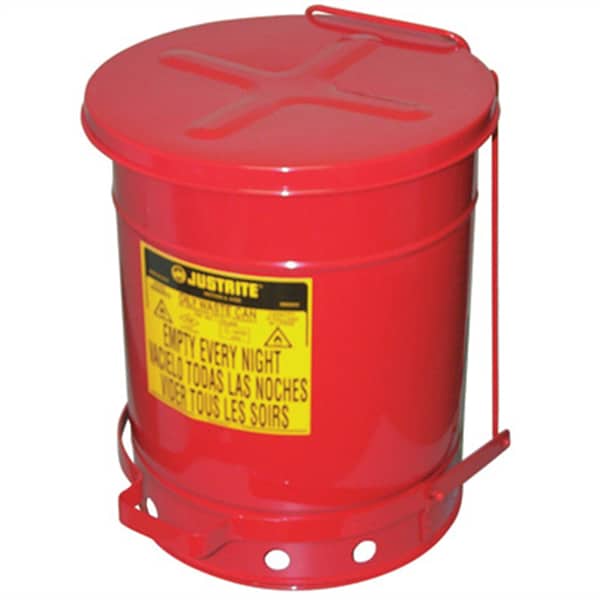 Justrite 10 Gallon Oily Waste Can with Foot-Operated Self-Closing Cover - 9300