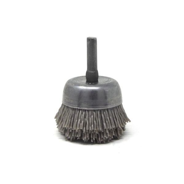 Brush Research Manufacturing BNH16AY180AO 1.750" Small Dia. Cup Brush, 180 Grit Aluminum Oxide, .250" Shank Dia., .500" Trim - BNH16AY180AO