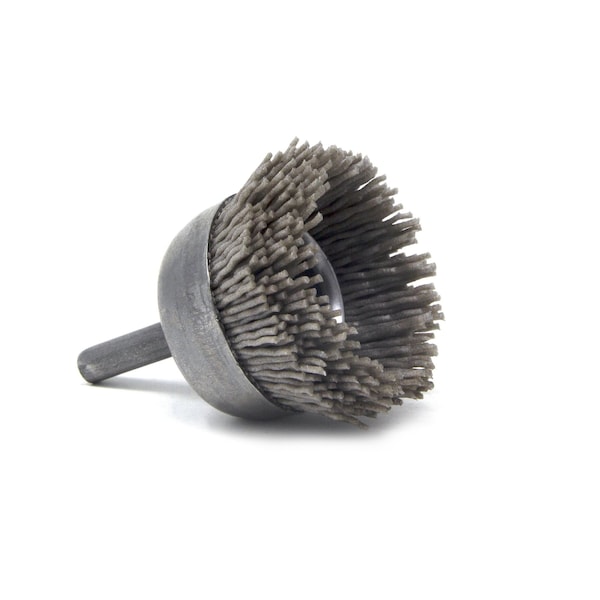 Brush Research Manufacturing BNH16AY180AO 1.750" Small Dia. Cup Brush, 180 Grit Aluminum Oxide, .250" Shank Dia., .500" Trim - BNH16AY180AO