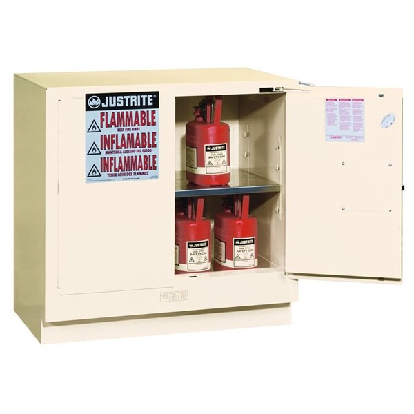Justrite 22 gal, 1 Shelves, 18-Gauge Steel, 35 in W x 35 in H x 22 in D, white - 892325