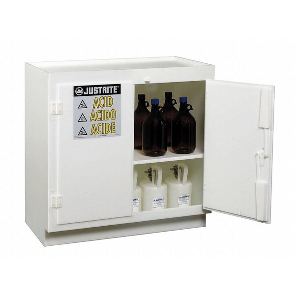 Justrite Corrosives Safety Cabinet, 23 gal, 1 Shelves, Polyethylene, 36 in W x 36 3/4 in H x 21 3/4 in D - 24015