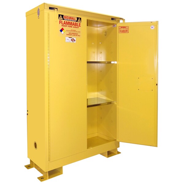 Securall Weatherproof Flammable Storage, 60 gal, 2 Shelves, Galvannealed Steel, 31 in W x 71 in H x 31 in D - A360WP1