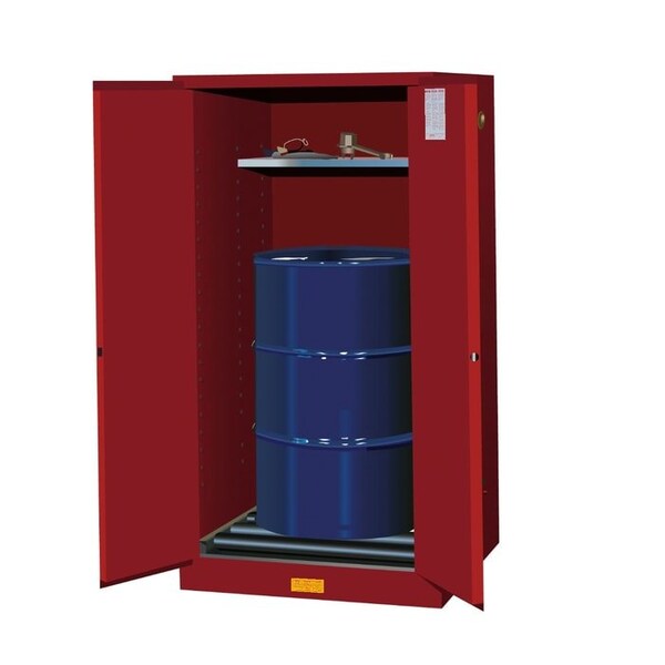 Justrite 55 gal, 1 Shelves, 18-Gauge Steel, 34 in W x 65 in H x 34 in D, Red - 896271