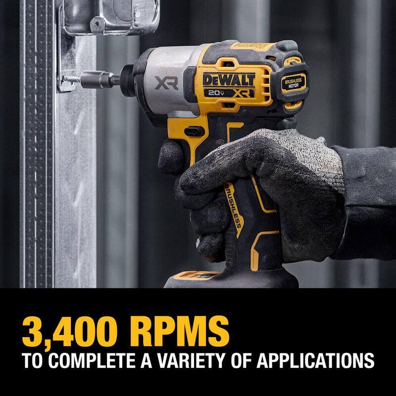Kit de destornillador de impacto inalámbrico sin escobillas DEWALT 20-Volt Max XR de 1/4 de pulgada y 3 velocidades con (2) Powerstack de 5Ah y (2) baterías de 5Ah - DCF845P2WP520-2