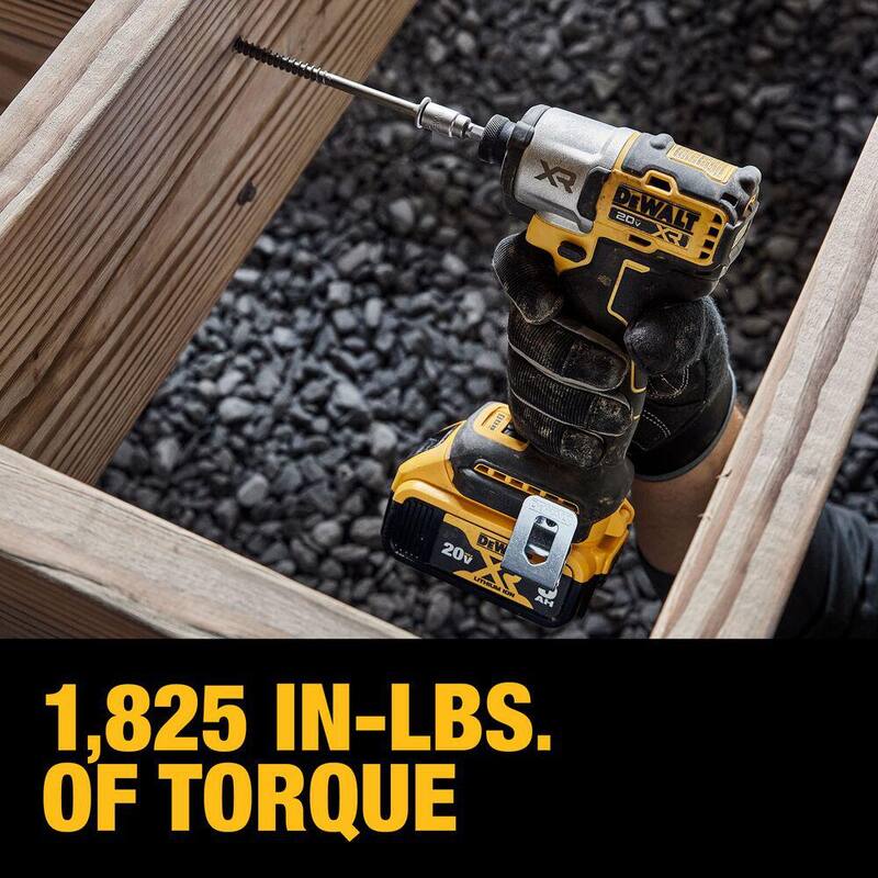 Kit de destornillador de impacto inalámbrico sin escobillas DEWALT 20-Volt Max XR de 1/4 de pulgada y 3 velocidades con (2) Powerstack de 5Ah y (2) baterías de 5Ah - DCF845P2WP520-2