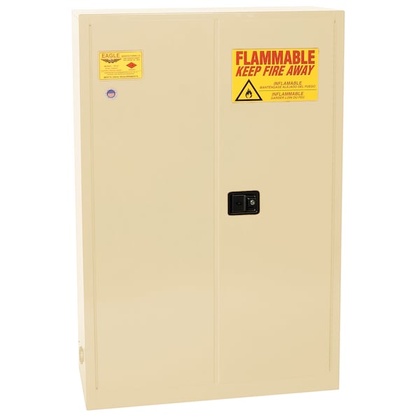 Eagle Mfg Flammables Safety Cabinet, 60 gal, 5 Shelves, Steel, 43 in W x 65 in H x 18 in D, Beige - PI47XBEI