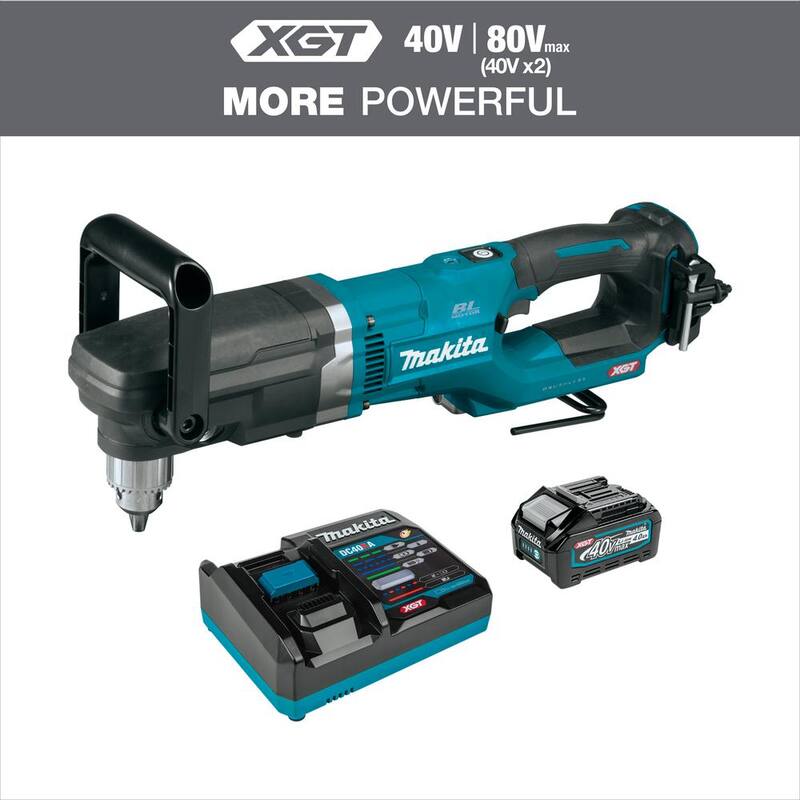 Kit de taladro angular de 1/2 pulgadas inalámbrico sin escobillas Makita 40V max XGT (4.0Ah) - GAD01M1
