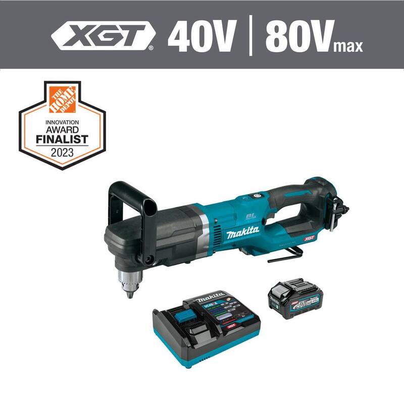Kit de taladro angular de 1/2 pulgadas inalámbrico sin escobillas Makita 40V max XGT (4.0Ah) - GAD01M1