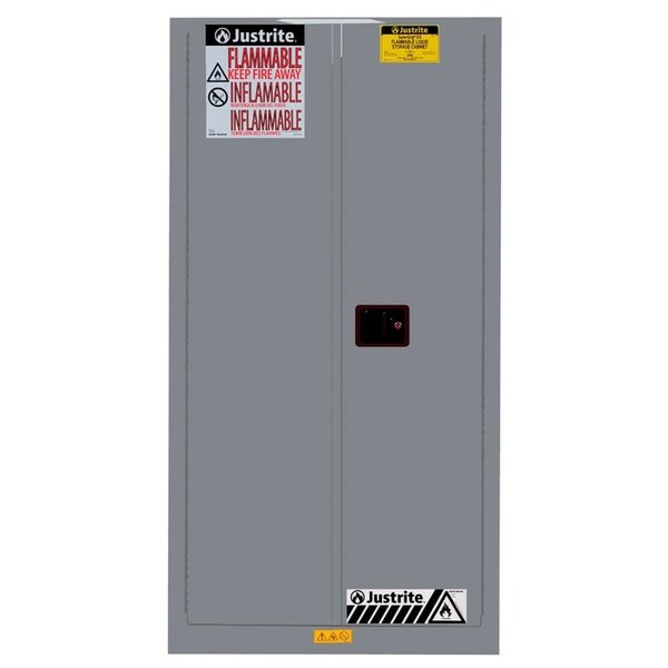 Justrite 55 gal, 1 Shelves, 18-Gauge Steel, 34 in W x 65 in H x 34 in D, Gray - 896223
