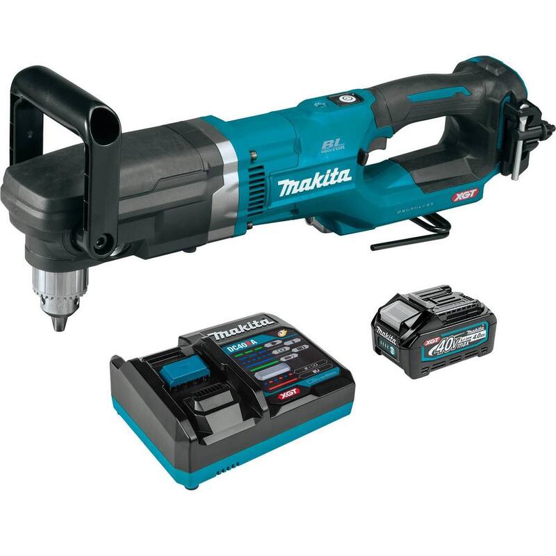 Kit de Taladro Angular Derecho Inalámbrico sin Escobillas Makita 40V max XGT de 1/2 pulg con Batería de 4.0Ah y Batería de 4.0Ah XGT - GAD01M1-2BL4040