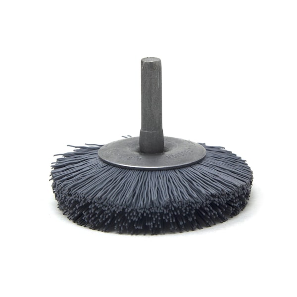Brush Research Manufacturing BMF25AY180SC 2.5" Mandrel Mounted Wheel, 180 Grit Silicon Carbide, .250" Shank Dia., .687" Trim - BMF25AY180SC