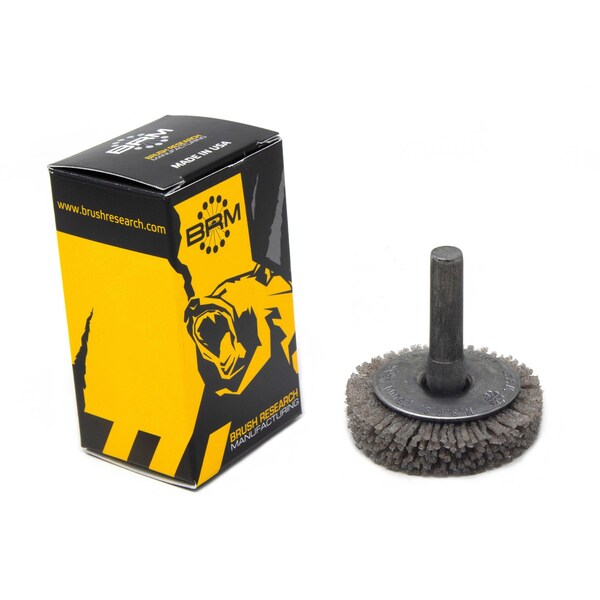 Brush Research Manufacturing BMF16AY80AO 1.75" Mandrel Mounted Wheel, 80 Grit Aluminum Oxide, .250" Shank Dia., .375" Trim - BMF16AY80AO