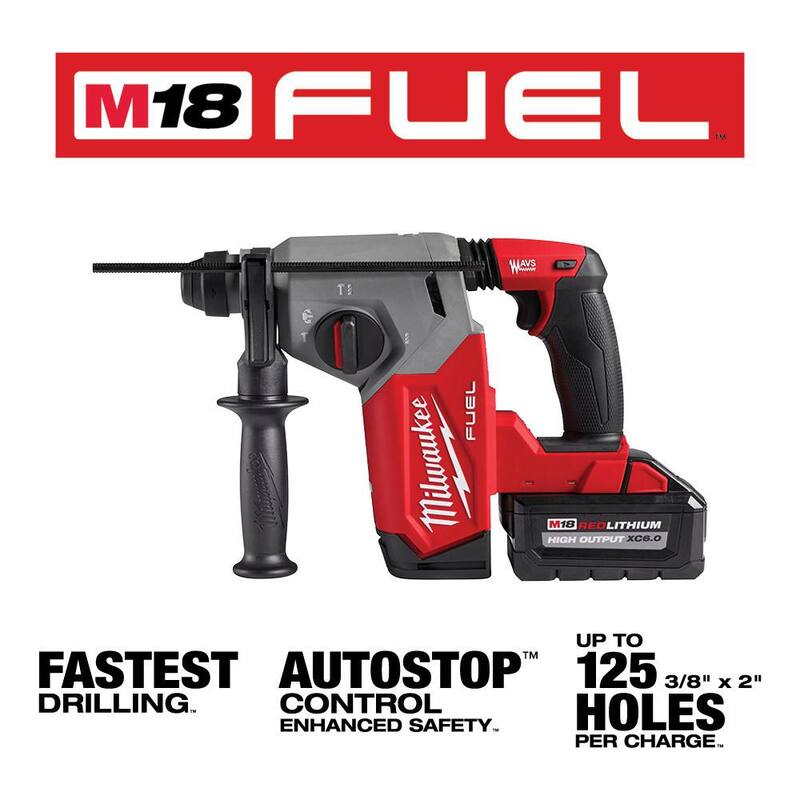 Kit de martillo rotativo inalámbrico Milwaukee M18 FUEL de 18 voltios con tecnología de iones de litio sin escobillas de 1 pulgada SDS-Plus con amoladora de 4-1/2 pulgadas FUEL - 2912-22-2980-20