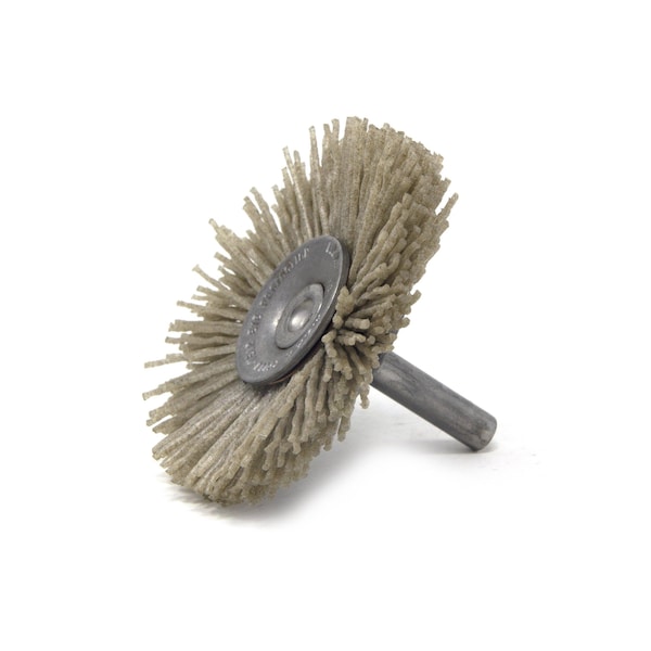 Brush Research Manufacturing BMF25AY180AO 2.5" Mandrel Mounted Wheel, 180 Grit Aluminum Oxide, .250" Shank Dia., .687" Trim - BMF25AY180AO