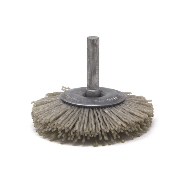 Brush Research Manufacturing BMF25AY180AO 2.5" Mandrel Mounted Wheel, 180 Grit Aluminum Oxide, .250" Shank Dia., .687" Trim - BMF25AY180AO