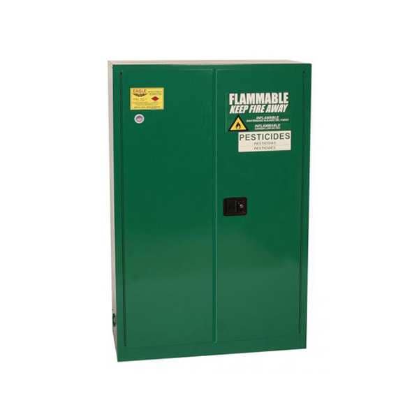 Eagle Pesticides Safety Cabinet, 45 gal, 2 Shelves, Steel, 43 in W x 65 in H x 18 in D, Green - PEST4510X