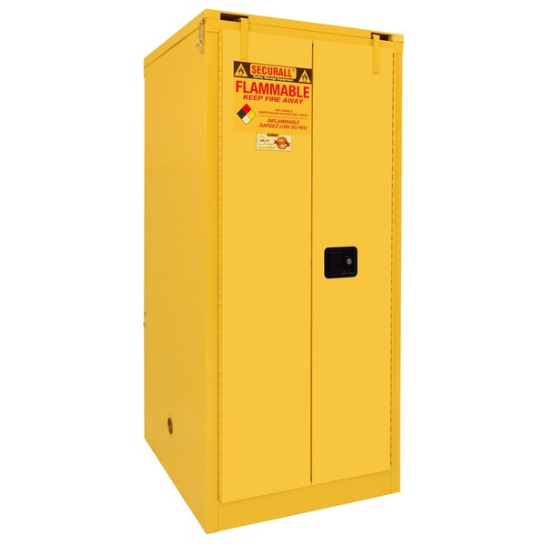 Securall 60 Gallon Flammable Storage Cabinet, Self-Close, Self-Latch Safe-T-Door, Yellow - A360