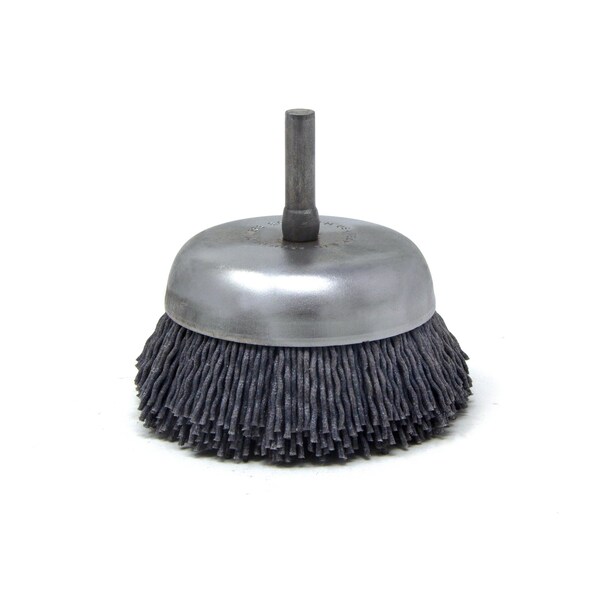 Brush Research Manufacturing BNH26AY120SC 2.750" Small Dia. Cup Brush, 120 Grit Silicon Carbide, .250" Shank Dia., .750" Trim - BNH26AY120SC