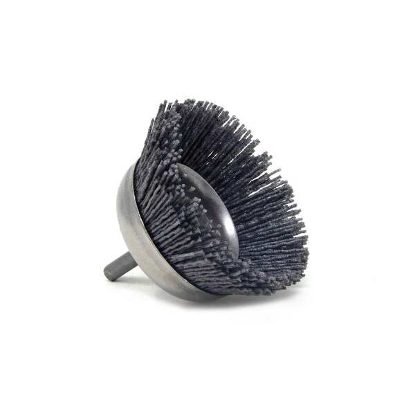 Brush Research Manufacturing BNH26AY80SC 2.750" Small Dia. Cup Brush, 80 Grit Silicon Carbide, .250" Shank Dia., .750" Trim - BNH26AY80SC