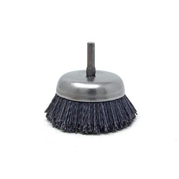 Brush Research Manufacturing BNH26AY80SC 2.750" Small Dia. Cup Brush, 80 Grit Silicon Carbide, .250" Shank Dia., .750" Trim - BNH26AY80SC