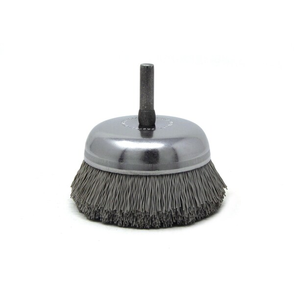 Brush Research Manufacturing BNH26AY500AO 2.750" Small Dia. Cup Brush, 500 Grit Aluminum Oxide, .250" Shank Dia., .750" Trim - BNH26AY500AO