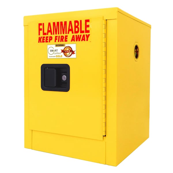 Securall 4 Gallon Flammable Storage Cabinet, Self-Latch Standard Door, Yellow - A102