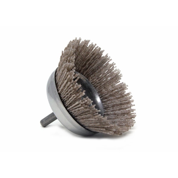 Brush Research Manufacturing BNH26AY80AO 2.750" Small Dia. Cup Brush, 80 Grit Aluminum Oxide, .250" Shank Dia., .750" Trim - BNH26AY80AO