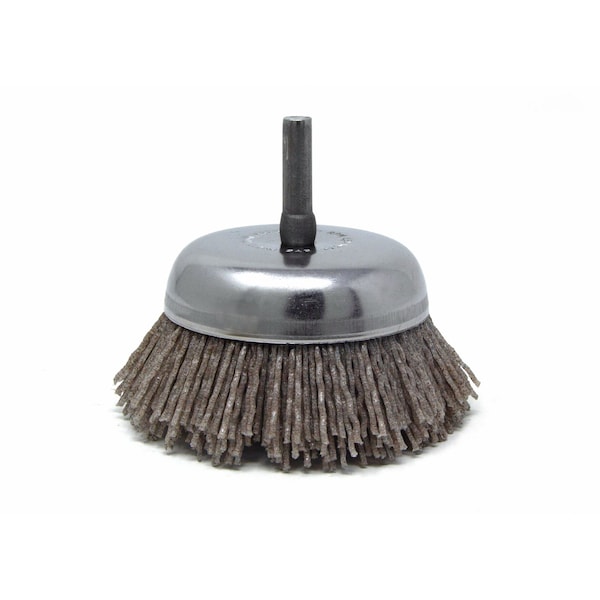 Brush Research Manufacturing BNH26AY80AO 2.750" Small Dia. Cup Brush, 80 Grit Aluminum Oxide, .250" Shank Dia., .750" Trim - BNH26AY80AO